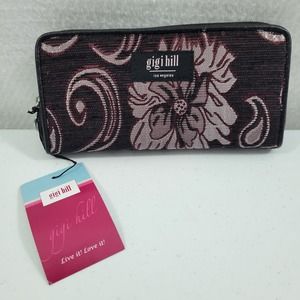 Gigi Hill Wallet Brocade Like With Raised Floral Print NWT 22724-0692